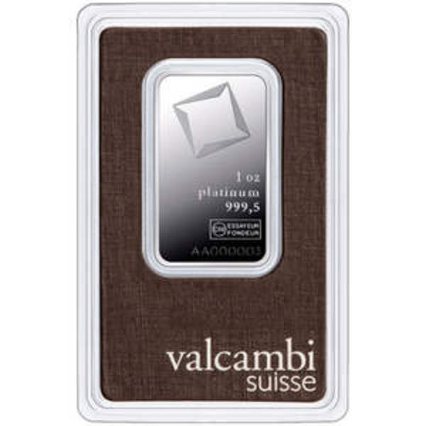 Valcambi 1 oz Platinum Bar in Assay Card